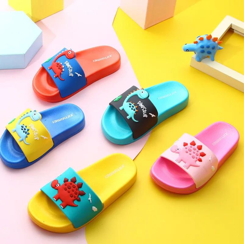 Top Quality Cute Kids Slippers Dinosaur Baby Home Slippers Children Breathable Non-slip Boys Girls Shoes 2020 New Toddler Shoes