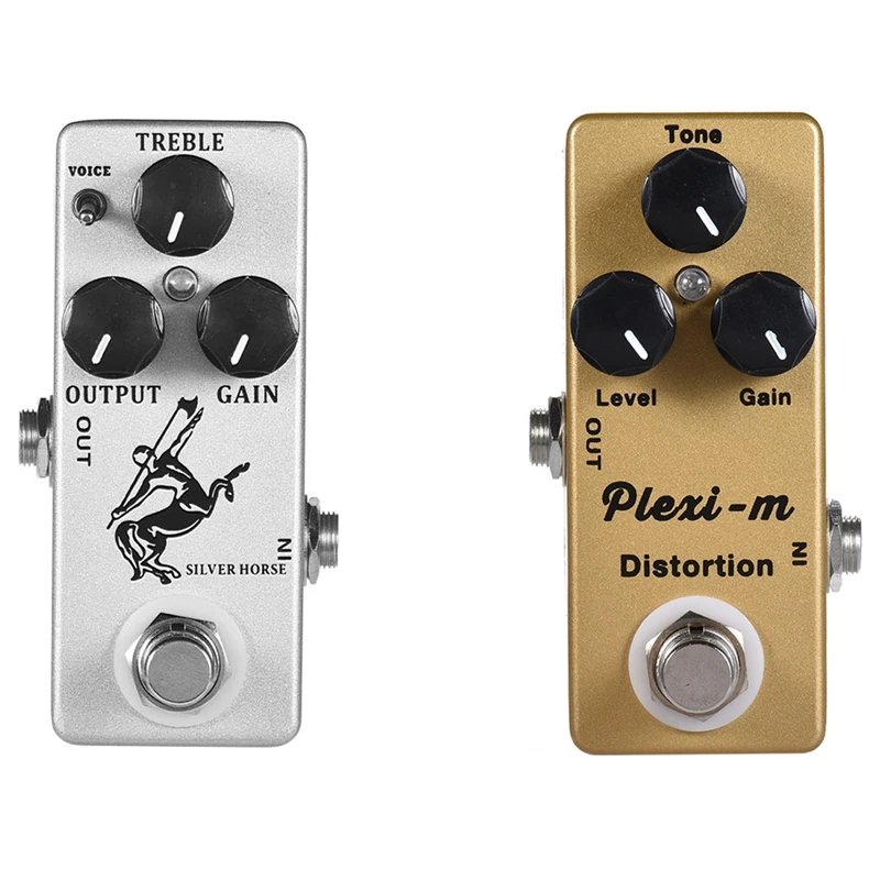 

MOSKY 2 Pcs Horse Guitar Effect Pedal Overdrive Guitar Pedal Full Metal Shell Bypass Guitar Parts Silver & Gold