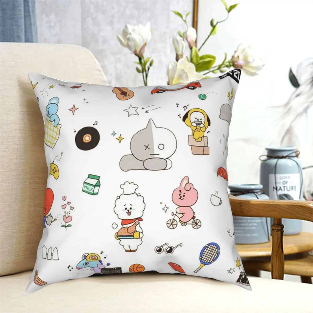 

Квадратная подушка Skzoo, чехол из полиэстера с принтом, декоративная подушка, чехол для телефона, оптовая продажа, 45x45