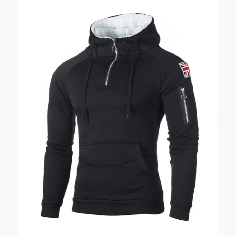 

Fashion Mens Zipper Hoodies Hip Hop Sweatshirt Autumn British Flag Men Patchwork Hooded Tracksuit Male Hoody Brand Clothing
