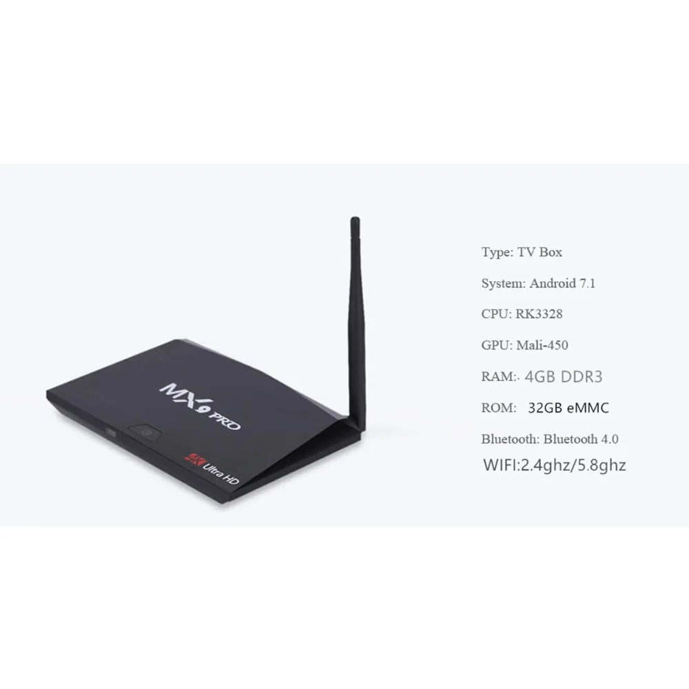 MX9 Pro 4 ГБ 32 ГБ Android 7,1 ТВ приставка RK3328 Четырехъядерный 4K VP9 3D 2,4G 5G WiFi BT4.1 смарт-приставка PK X96 X96 MINI