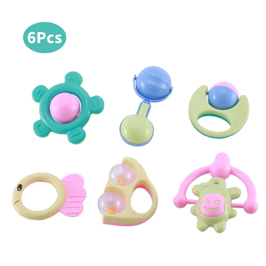 

6Pcs/set Baby Teether Rattles Newborn Baby Toy Hand Bell combination Toys For Newborns Gift For Children