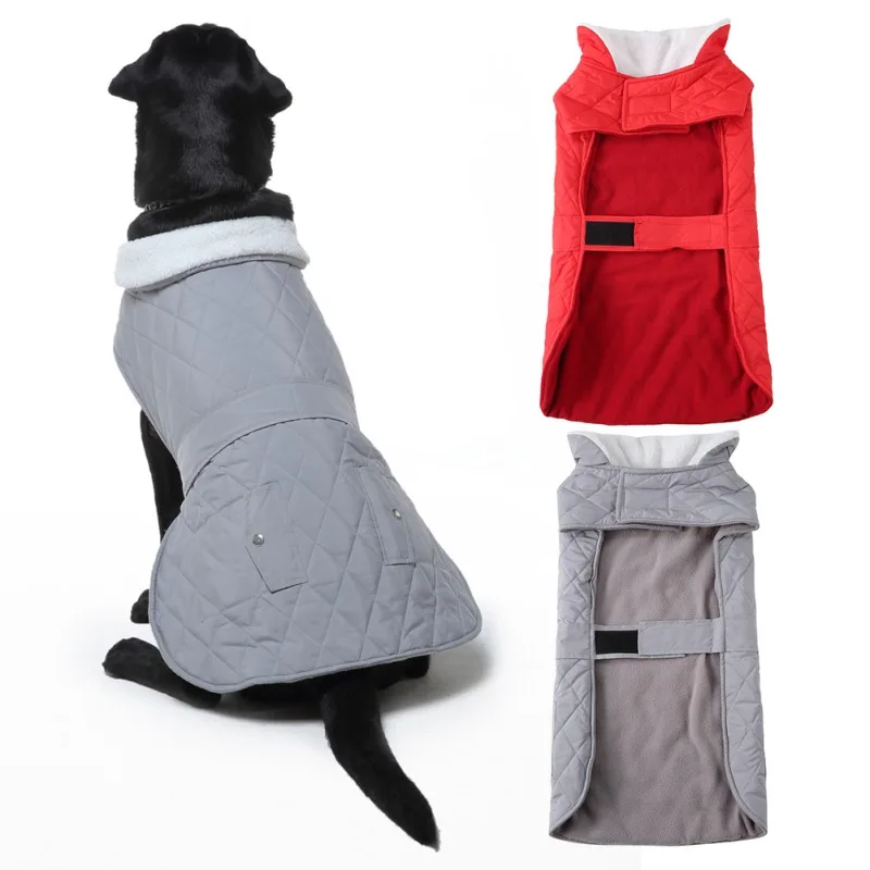 

Winter Dog Thick Vest Pet Dog Clothes Vest Two Pocket Warm Dog Jacket Windproof Dog Coat Fur Collar Pet Supplies