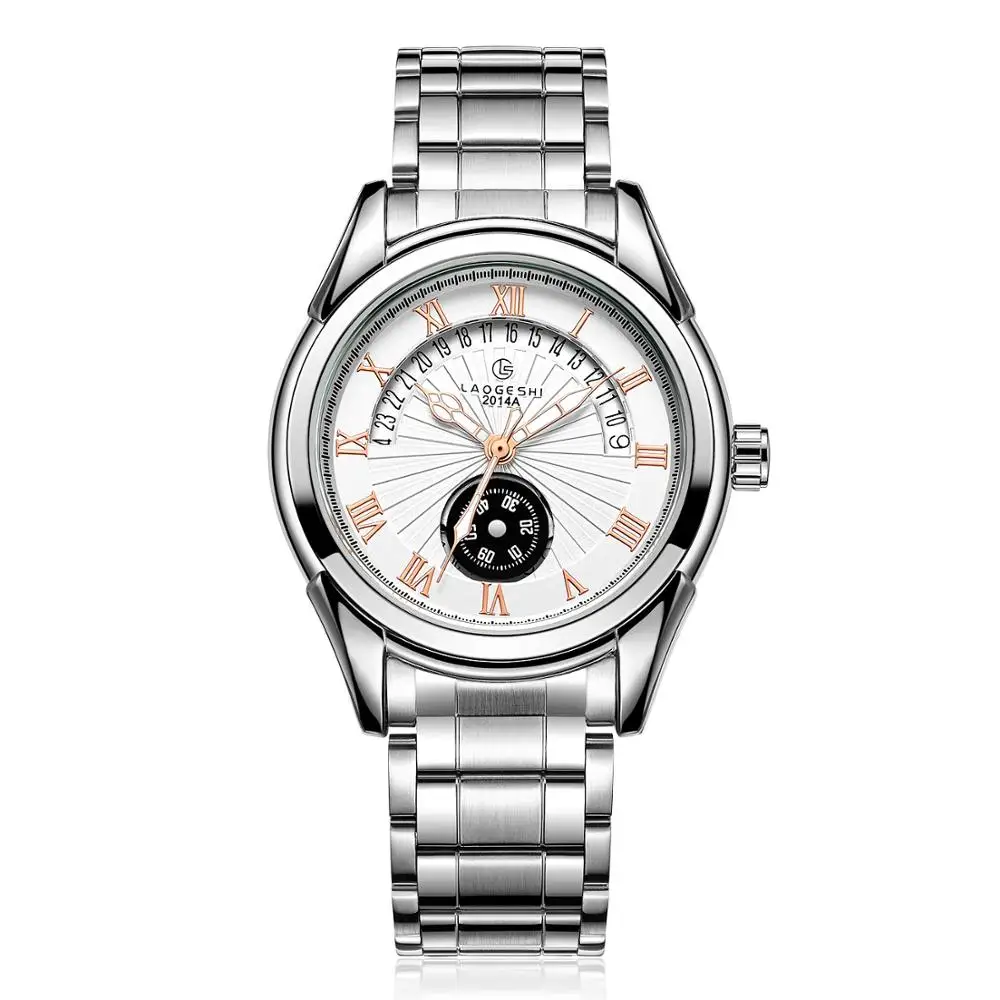 LAOGESHI часы мужские из нержавеющей стали бизнес Авто Дата Календарь