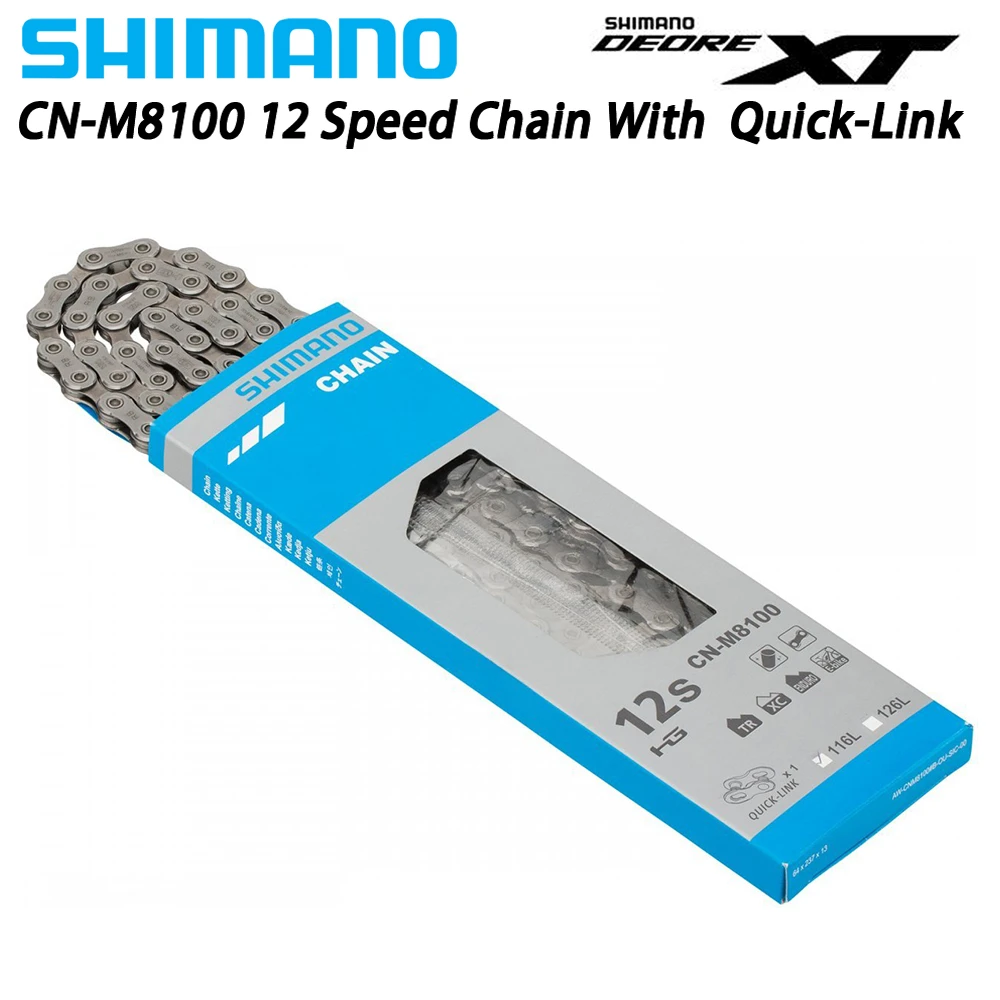 SHIMANO XT CN M8100 12-speed Chain with Quick-Link116/126L Mountain Bike Bicycle CN-M8100 MTB Road Chains | Спорт и развлечения