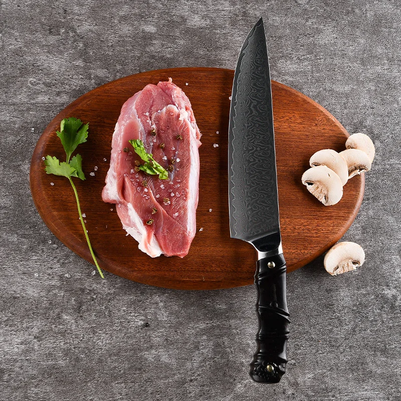 

67 Layers Damascus Steel Chef's Knife Sharp Household Meat Cleaver Rosewood Wood Handle Slicing Knife 1 Pcs нож