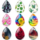 Стеклянный кабошон TAFREE Full of vitality 18x25 мм, в форме цветка кактуса, Листьев, ручной работы, в форме капли, с плоской задней частью, для изготовления ювелирных изделий ZY147