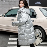 dimi thick coat the glossy printing letters down jacket new womens cotton long winter jacket ins