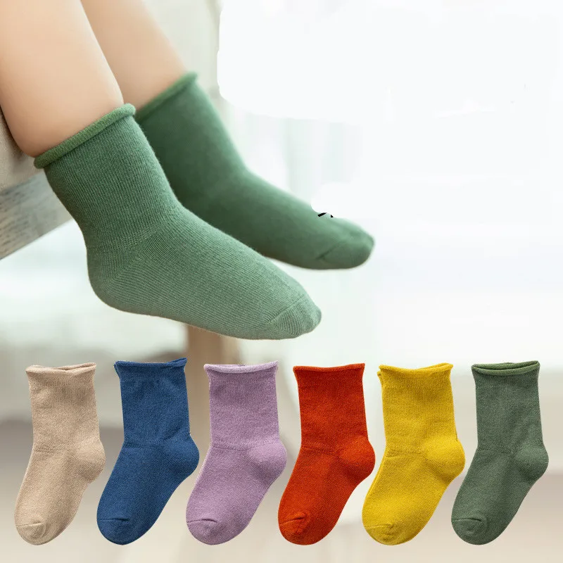 

3pair/Lot Baby Socks Soft Cotton Thick Terry Autumn Winter Socks Candy Colors Anti-Slip Crimping Baby Toddler Socks