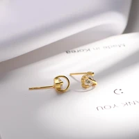 s925 sterling silver simple style zircon earrings fashion cute fresh style earrings stud earrings gold plated small