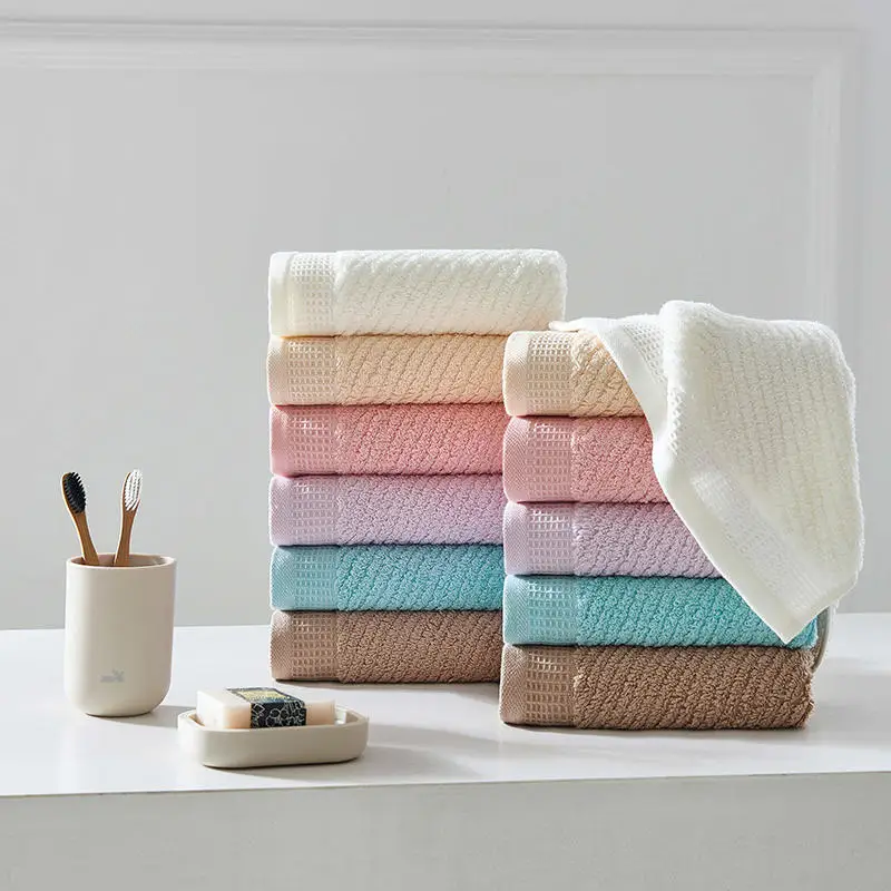

Solid color 100% cotton super absorbent quick drying household adult face towel