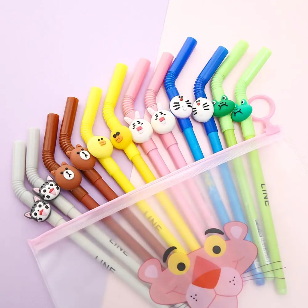 mixed 12pcs 12 шт. корейские милые кавайные линии друг гелевая ручка новинка канцелярские принадлежности с аниме магазин Kawai школьные офисные аксессуары Кролик кошка вещь Bts - Цвет: mixed 12pcs