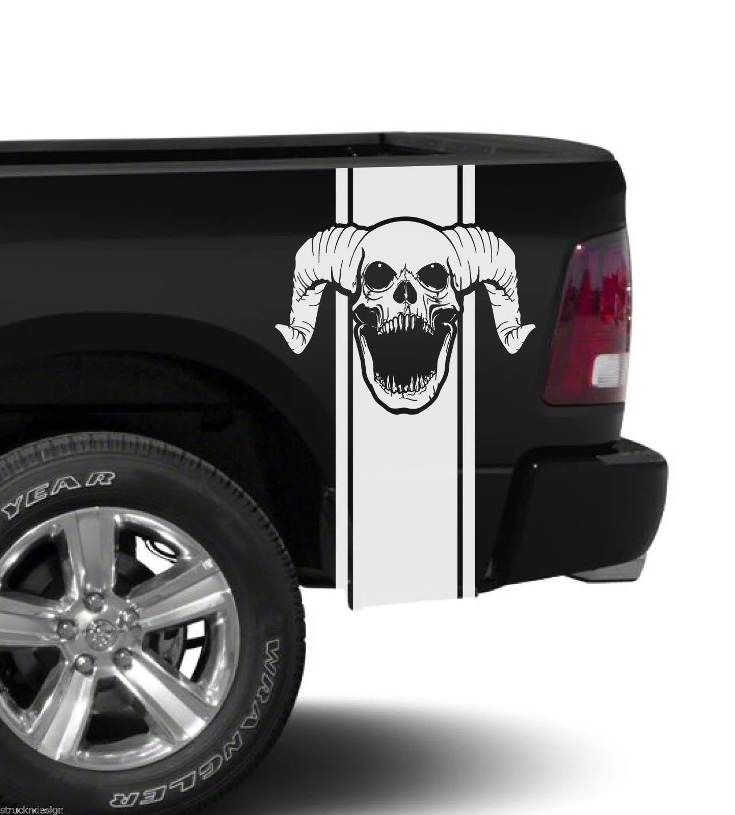 

For 2xDodge Ram Stripe Logo Graphic Decal Sticker Side Rear Truck bed Vinyl Skull Camo
