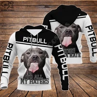men unisex pitbull to haters limited 3d dog print zipped hoodie long sleeve sweatshirts jacket pullover tracksuit g12
