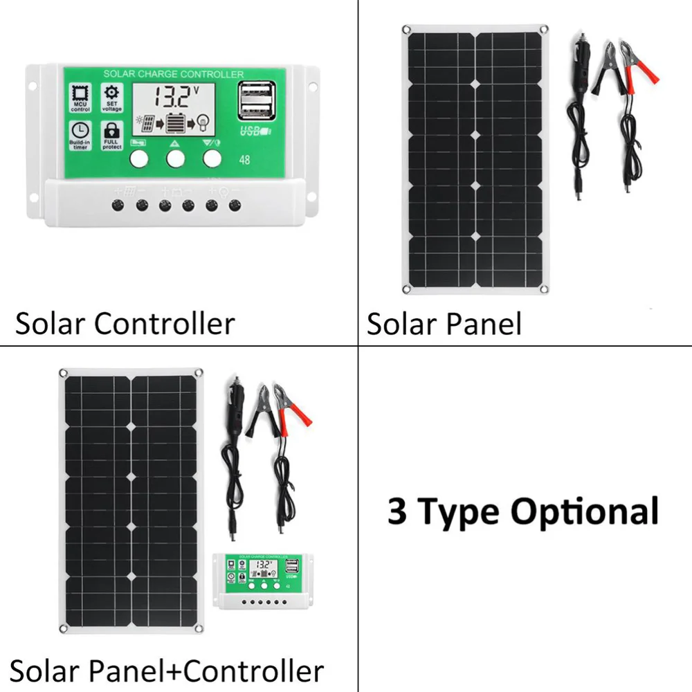 

1 set of Solar Power Panel Outdoor Emergency Charger with Controller Solar Plate