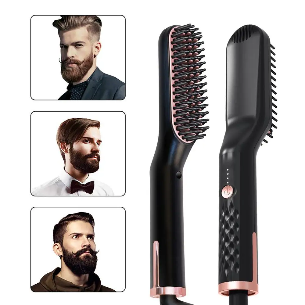 

PTC Heating Hair Straightener Brush Comb Personal Care Smooth Men's Styling Shape Anti Static Fluffy Straight Beard Comb