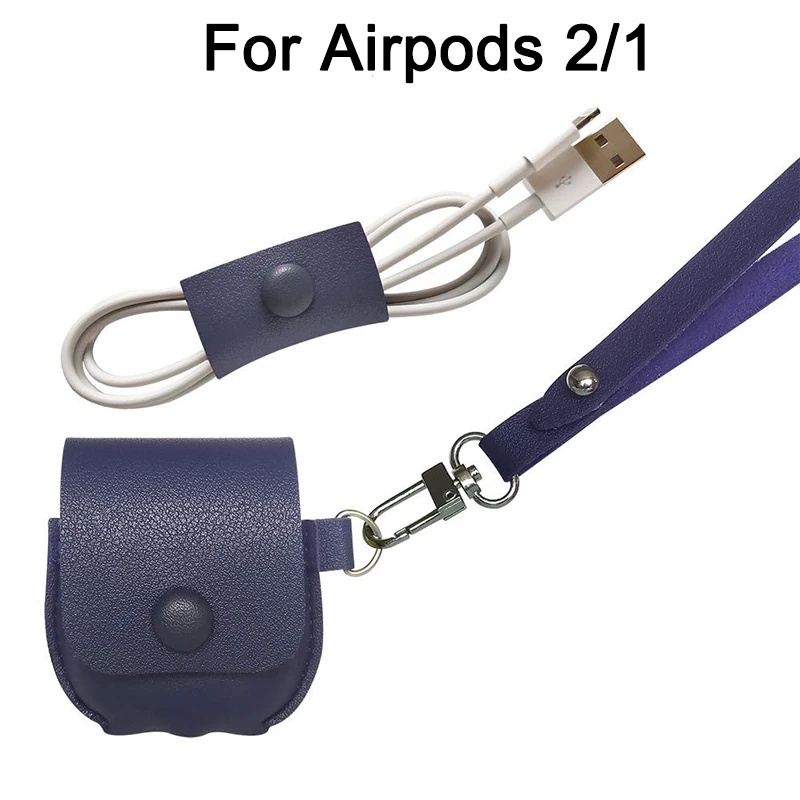 Dark blue airpods 2 Сказочный кожаный чехол для Apple Airpods Pro, противоударный ремешок для наушников, чехол для AirPods 3 2 1, чехол для зарядки, защитный чехол - Цвет: Dark blue airpods 2