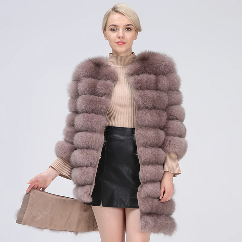 Natural Fur Coat Women Real Fur Coat Long Style Fox Fur Women's Fur Coats Natural Fur Winter Jacket Women Detachable New 2020