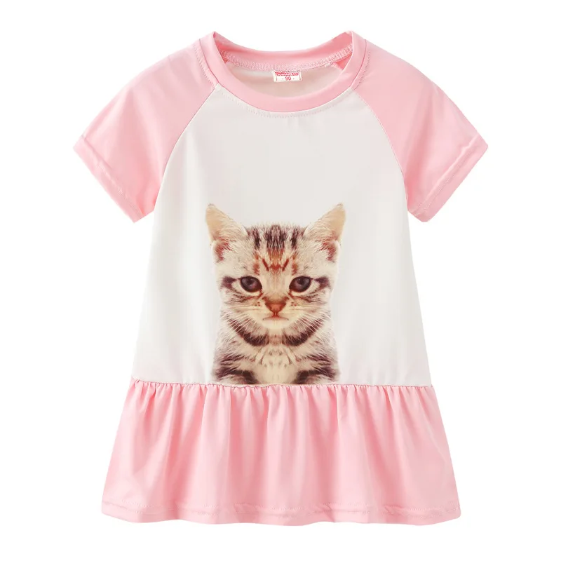 Платье для девочки летнее с мультяшным котом | Детская одежда и обувь