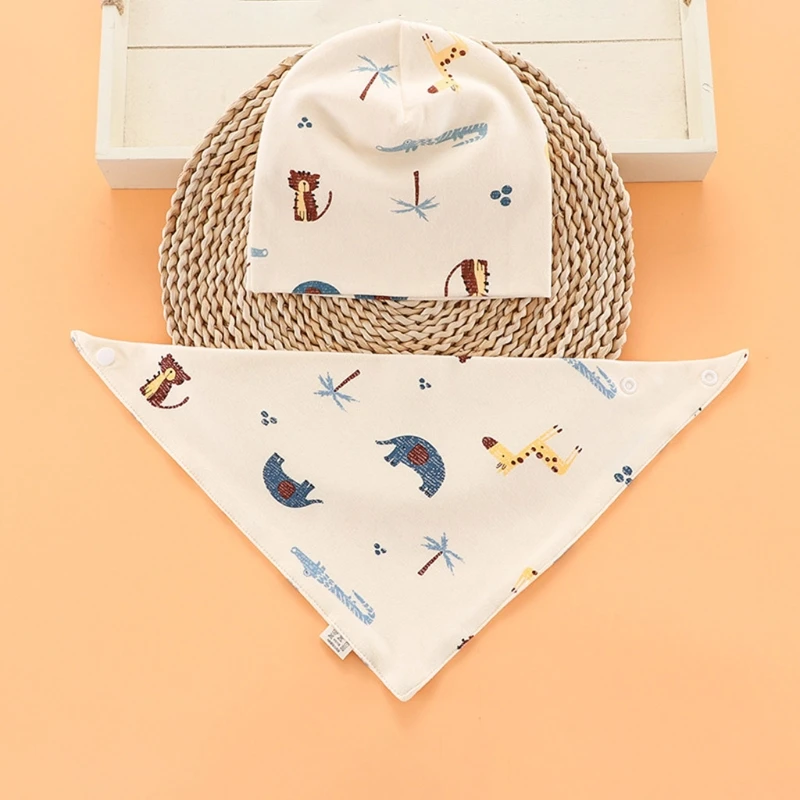 

Baby Hat Infant Caps Cotton Bibs Infant Cotton Printing Cap Set Children Hat Scarf Set Baby Girls Hat Photo Prop