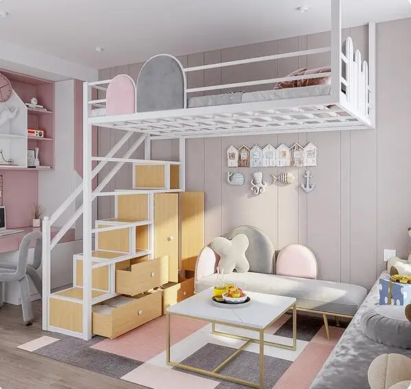 Bed, High And Low Bed, Save Space, Attic Bed, Iron Frame Bed, Bunk Bed