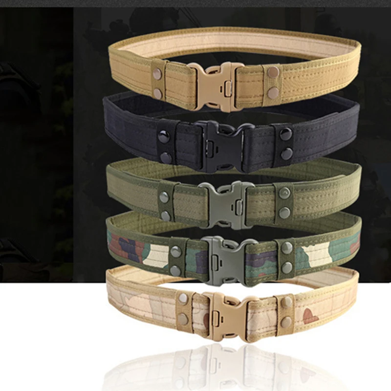 

Combat 2 Inch Canvas Duty Tactical Sport Belt with Plastic Buckle Outdoor Military Army Fan Adjustable Hook & Loop Waistband
