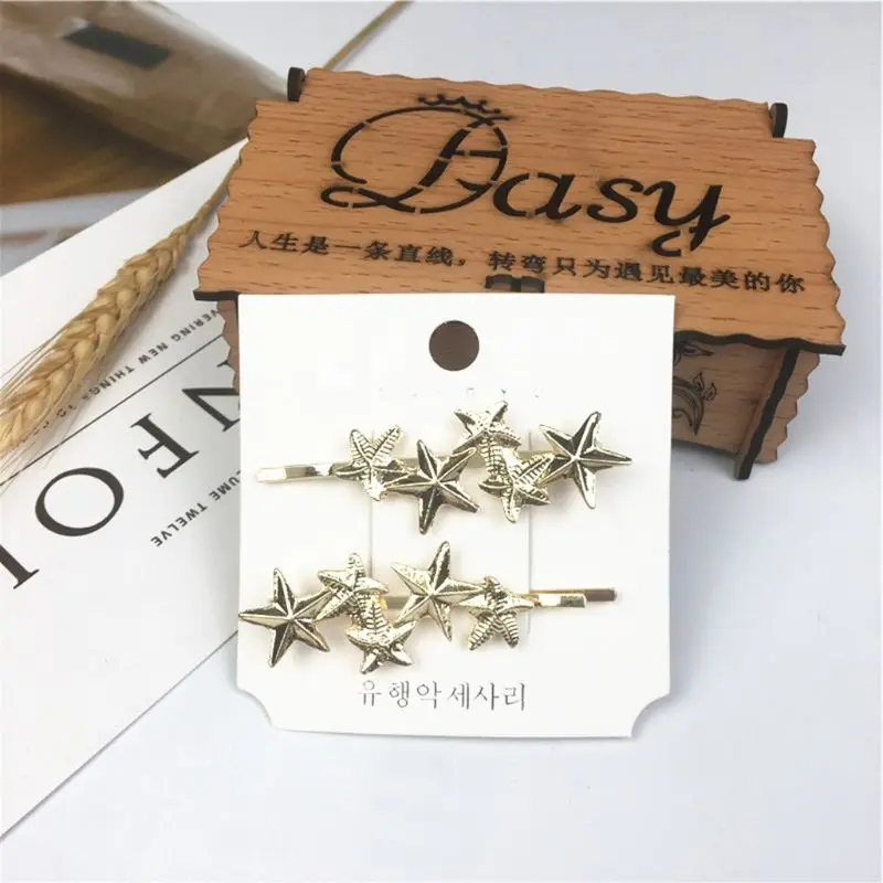 2 шт./пара Для женщин металлический сплав золота Заколки для волос в форме листьев