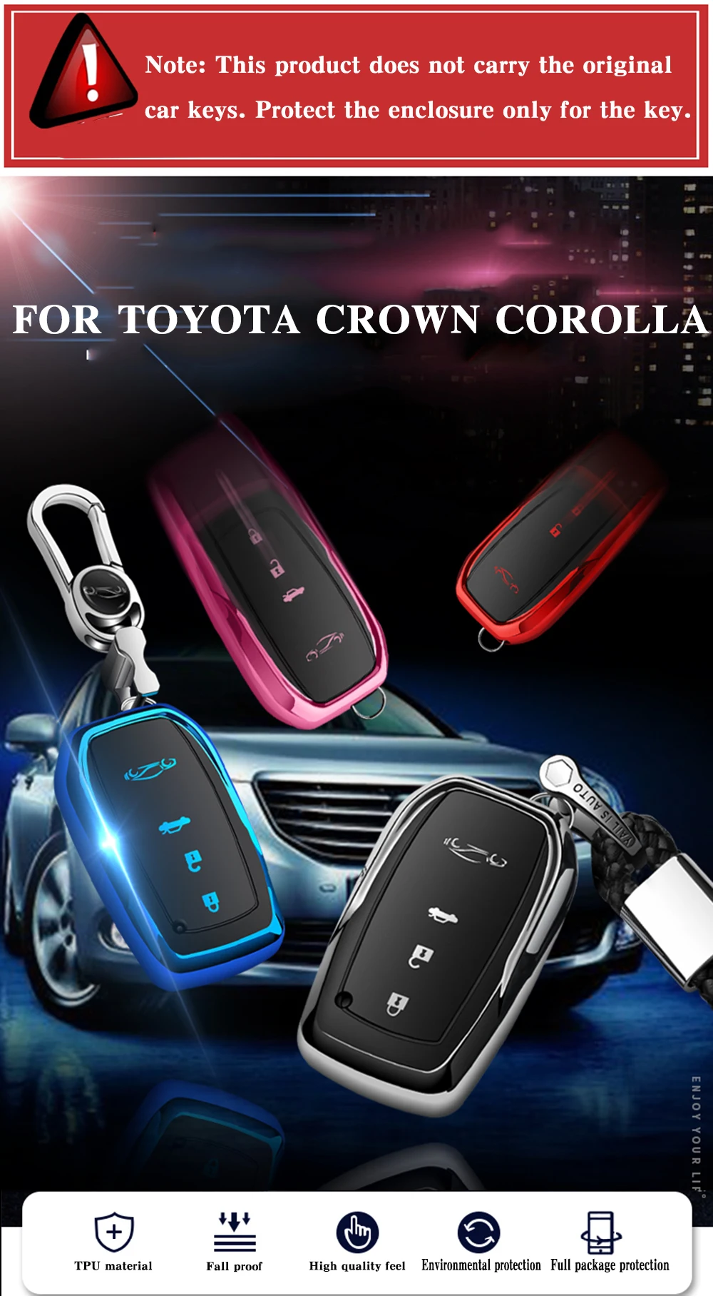 TPU высокого качества+ ABS чехол для ключа автомобиля для Toyota Camry Corolla Корона ослепительный Prado Raying Carola 2 3 кнопки дистанционного ключа
