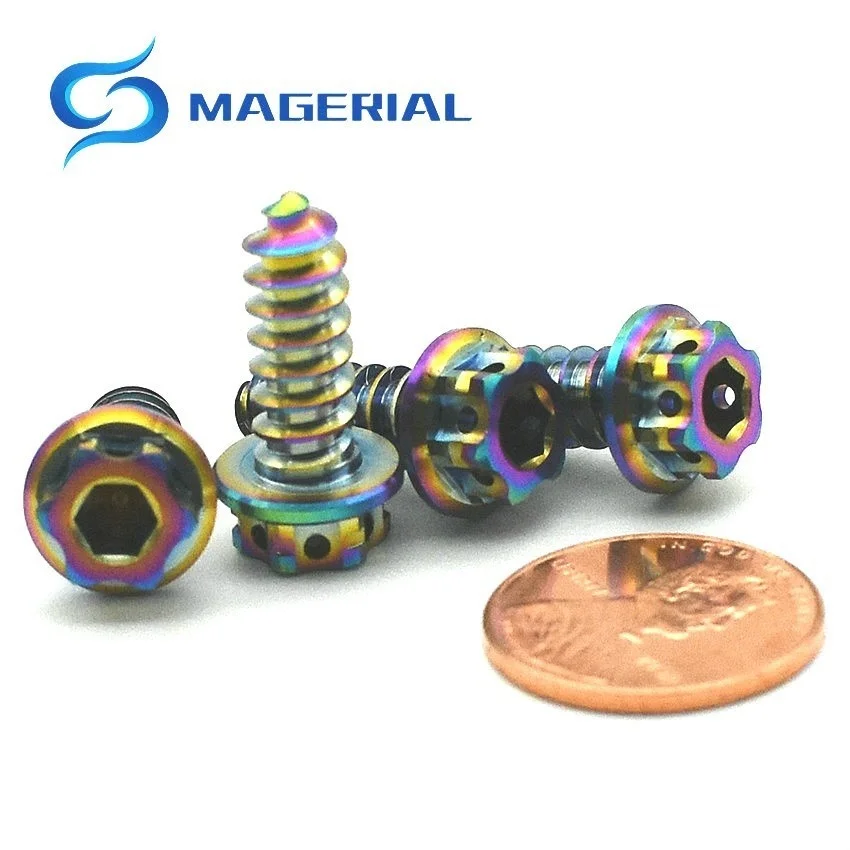 

Титановые винты Ti M5 M6 x17 мм, титановые болты Ti Gold, несколько сгоревших синих фланцевых звездообразных головок, крепежные винты Ti, 2 шт.
