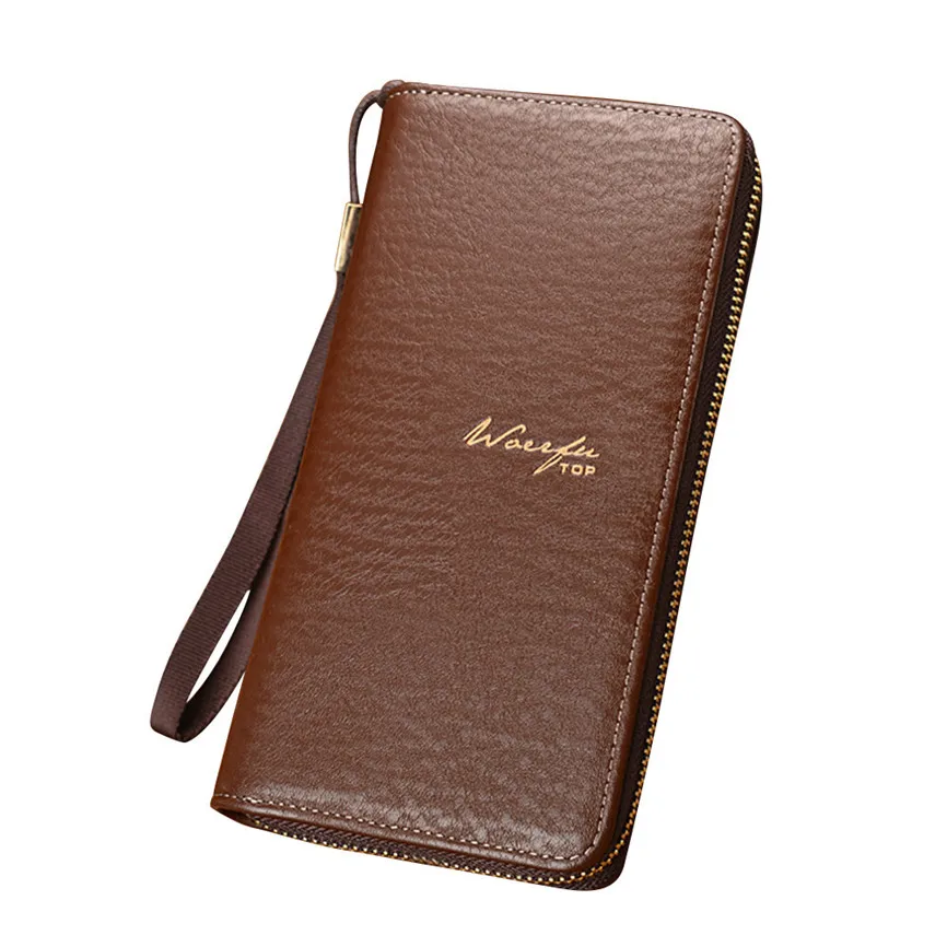 Мужской Длинный кошелек на молнии Большая вместительная кожаная сумка для