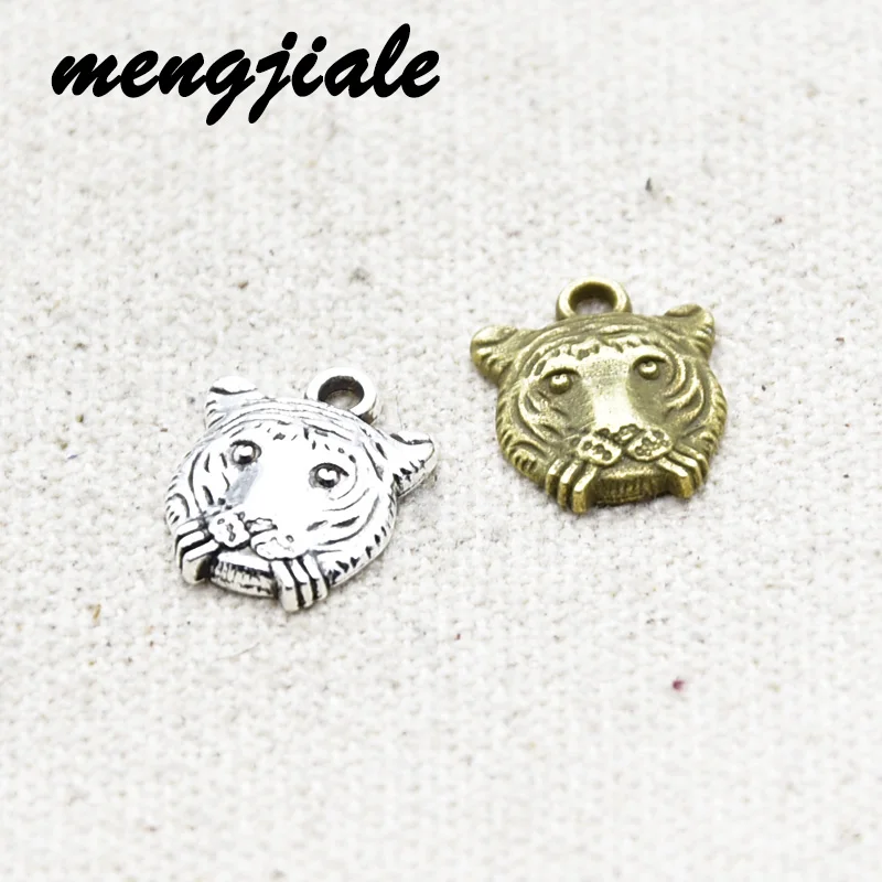 

24pcs Wholesale Two Color Tiger Head Charms Alloy Metal Animal Pendants For DIY Handmade Jewelry Accessories Making 15*13mm