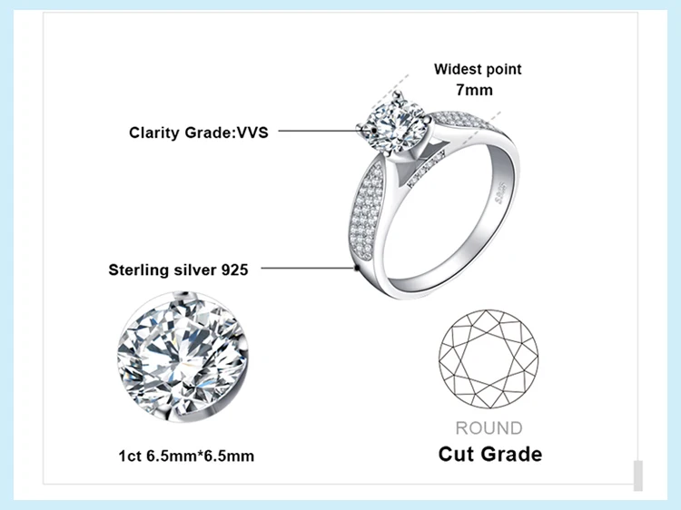 1.32ct камень чистого 925 Серебряная свадьба Обручение набор колец новые свадебные модные украшения для свадьбы Для женщин подарок