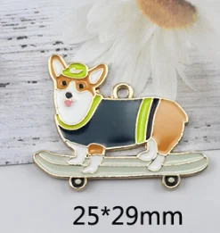 Лот 60 штук металлических кулонов с милым картунным песиком корги для создания браслетов, сережек, ожерелий и брелоков в подарок.