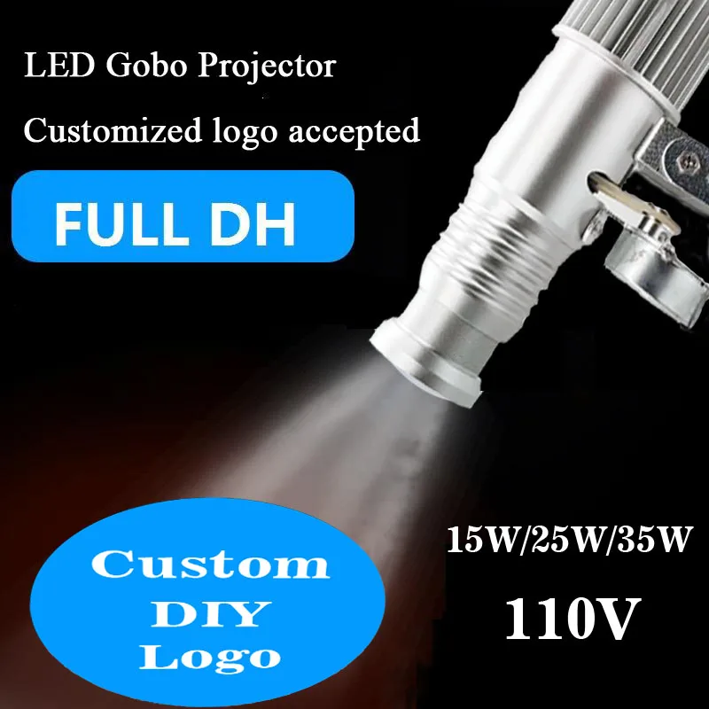 

15W 25W 35W Custom Logo Rotating Advertising Light Projection 110V Led Gobo Projector for Store Bar Party Office Wedding Mall