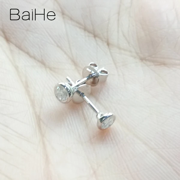 BAIHE, 18 К, белое золото, 0.20CT SI/H, натуральные бриллианты, хорошее ювелирное изделие, свадебный подарок, обручение, модные женские серьги-гвоздики