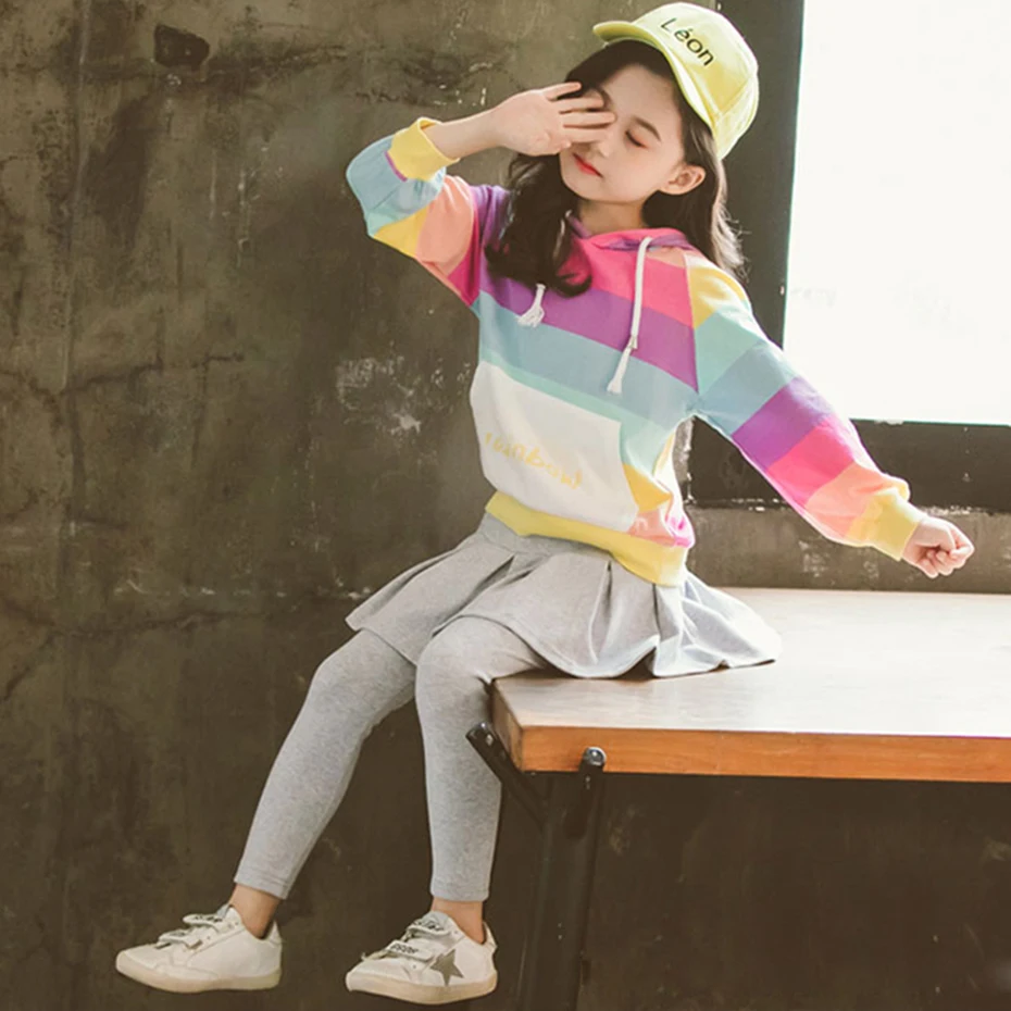 Детская одежда плиссированная юбка для девочек брюки и толстовки спортивные