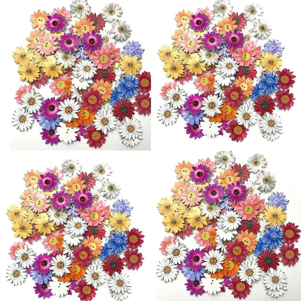 50 шт деревянные Хризантема Кнопка милый цветок DIY ручной работы аксессуары