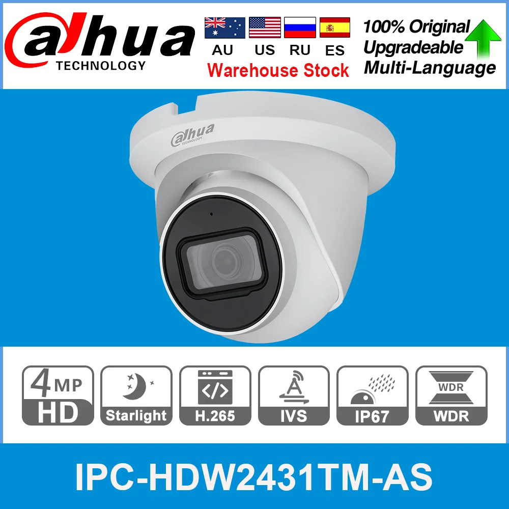 Сетевой видеорегистратор Dahua оригинальный IPC HDW2431TM AS 4MP HD POE Встроенный микрофон SD