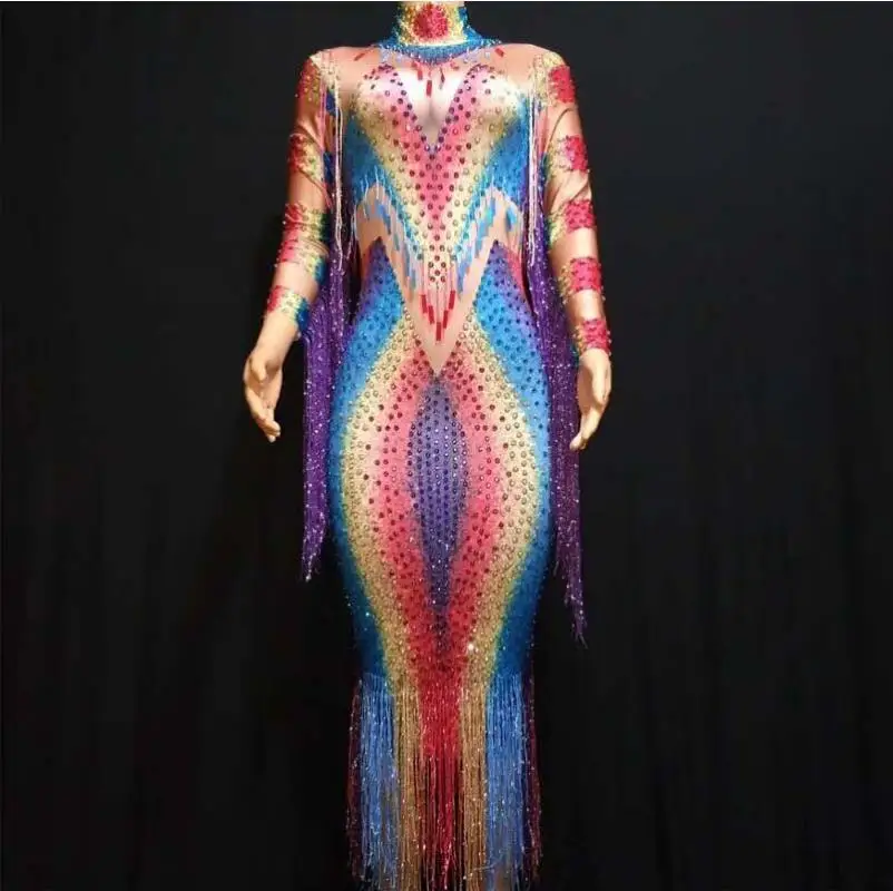 Пикантные Джаз платье для танцев женские Жемчуг блестящие стразы комбинезон