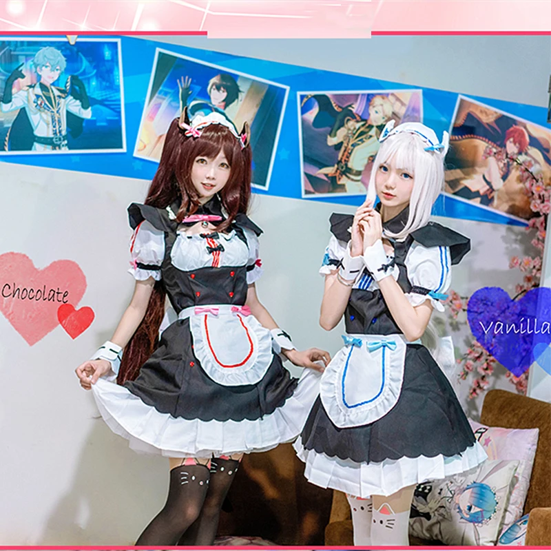 Аниме Chocola NEKOPARA Косплей Ванильная горничная Костюмы кошка Неко девушка некопара