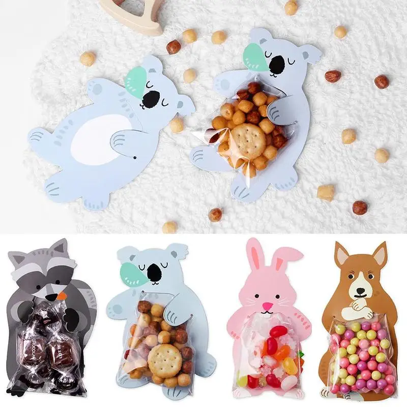 

10pcs/set Cute Animal Mini Candy Bag Birthday Party Plastic Supplies Baby Diy Kids Party Gift Cookie Bags Guests Decoration X9Z9