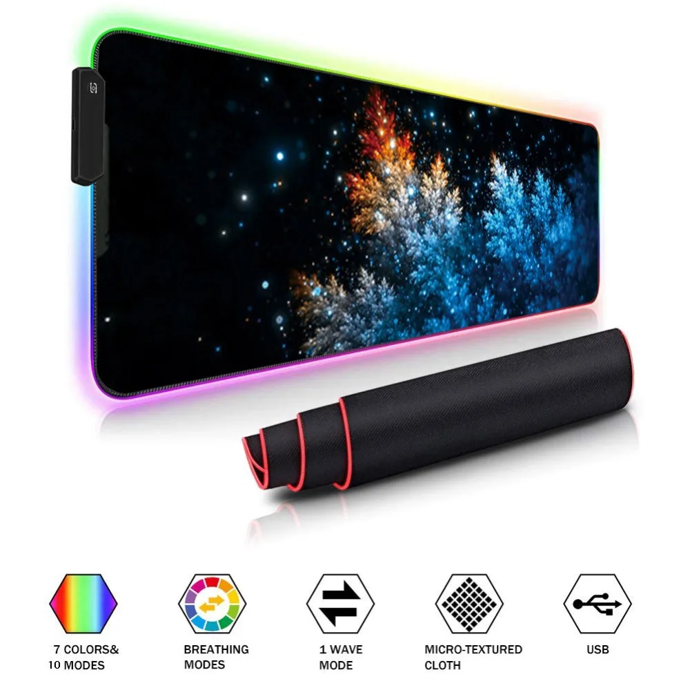 Игровой коврик для мыши RGB большой коврик для мыши 80*30 см большой коврик для Мыши Компьютерный коврик для мыши светодиодная подсветка поверхность Mause коврик для клавиатуры Настольный коврик