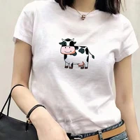kawaii cows print women t shirt 90s girls white tshirts female clothing summer short sleeve ladies top tees vintage streetwears