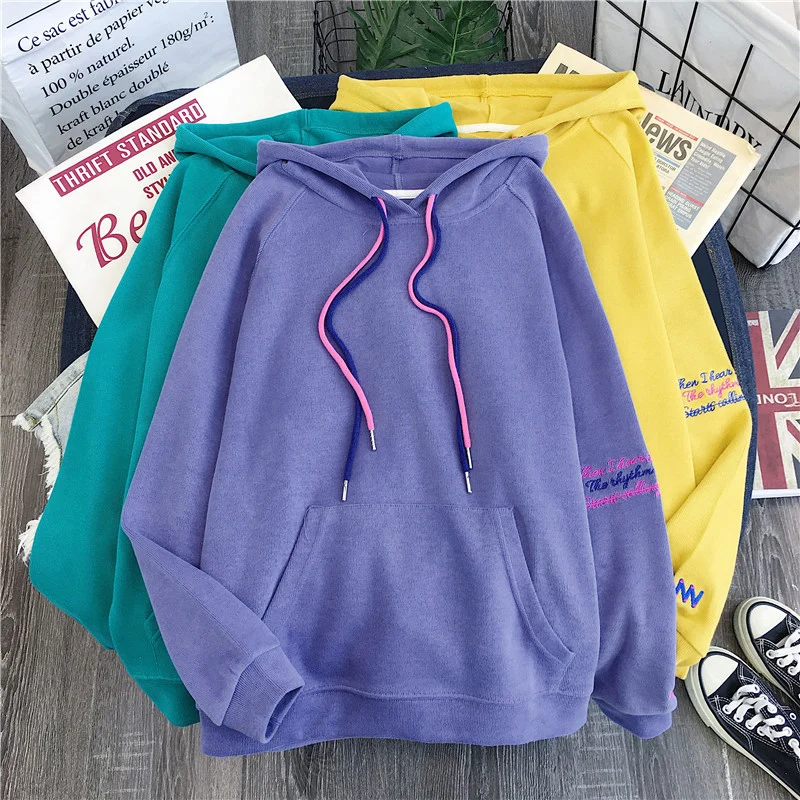 Autumn new Korea ulzzang Harajuku vintage BF simple hooded sweatshirt women ins fashion loose hooded casual female sweatshirt