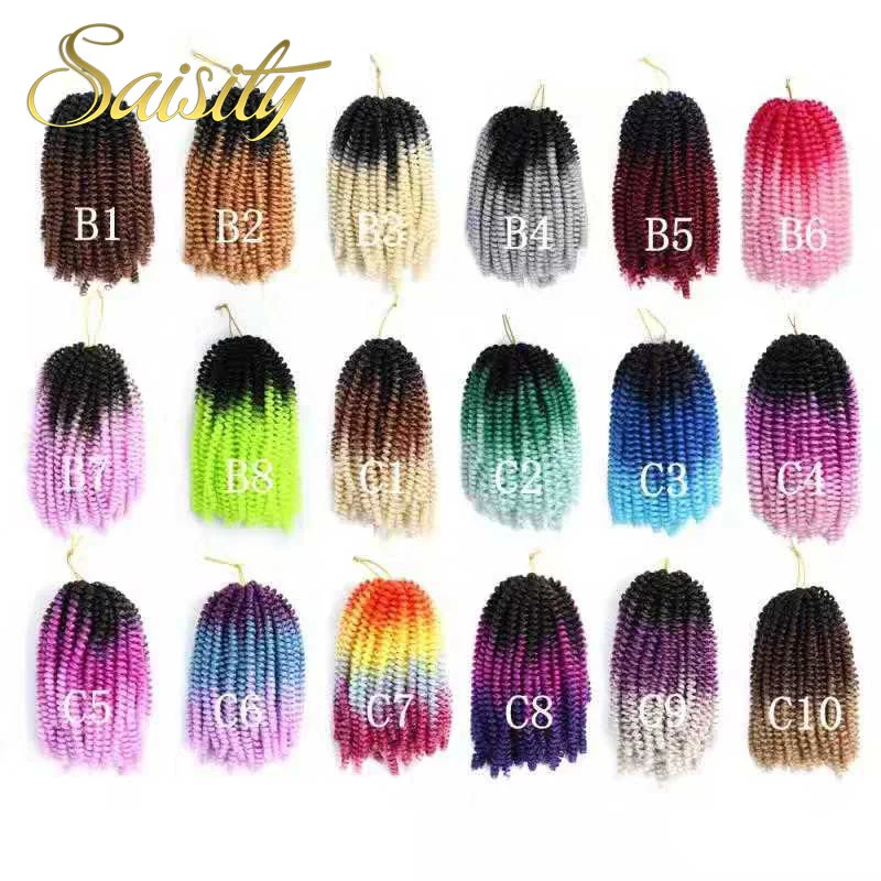 Saisity Ombre Synthetic Brown Spring Twist Braiding Hair Extension 30Roots/Pack Crotchet Passion Twist Braids Hair