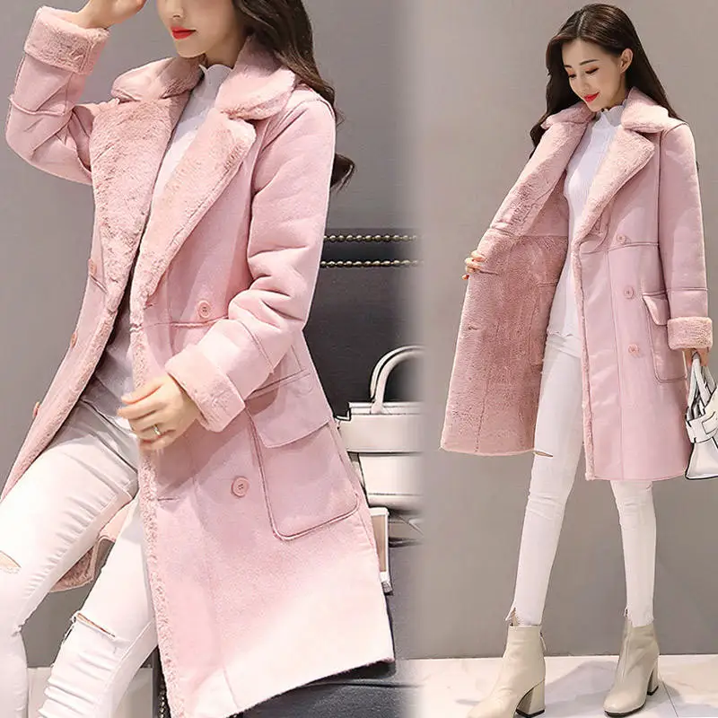 Manteau Femme, зимняя куртка, женское замшевое пальто из овечьей шерсти, толстое хлопковое стеганое макси пальто, длинная куртка, Женская парка, пальто для женщин, C5959