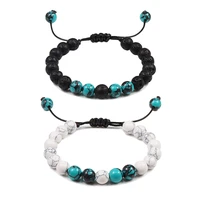 couples distance bracelets natural stone blue pine lava stone yin yang beaded woven bracelets for men best friend jewelry gifts