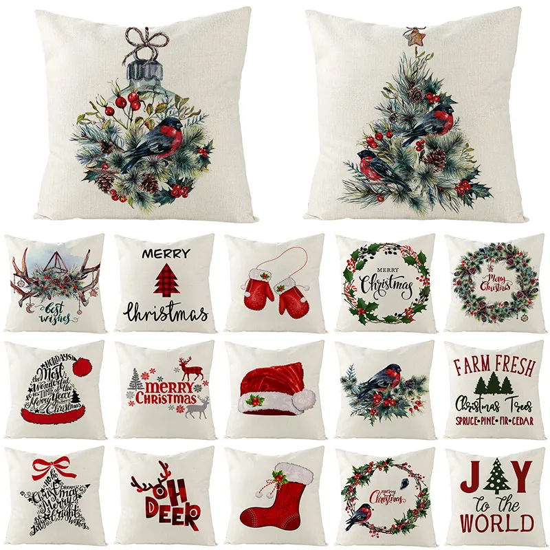 1 шт. 43*43 см рождественские подарки хлопковая льняная наволочка с цветочным