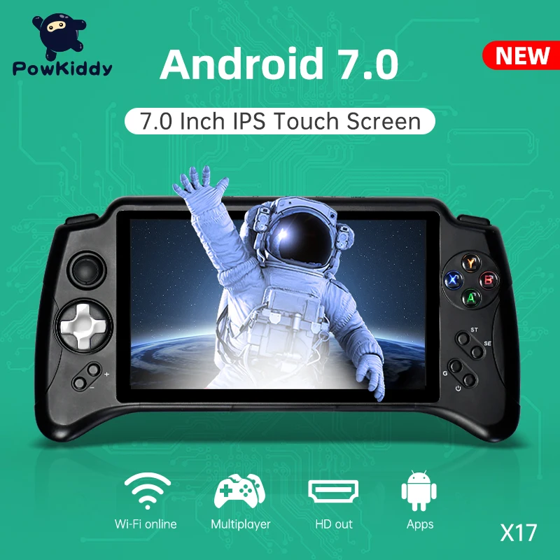 Игровая консоль POWKIDDY X17 Android 7 0 дюймовый IPS сенсорный экран MTK 8163 четыре ядра 2 Гб