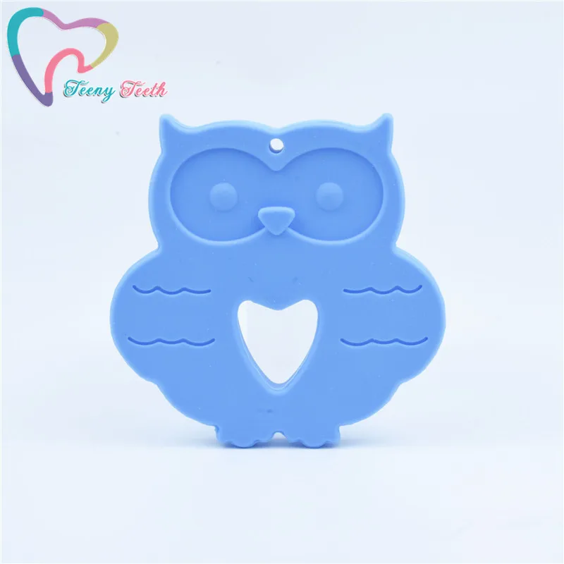 Sky Blue 1 шт. Детские Силиконовые Прорезыватели BPA бесплатно для детей Прорезыватель игрушка грызунок животное кольцо в виде совы Силиконовый грызунок бусины самодельная цепочка Товары для малышей - Цвет: Sky Blue
